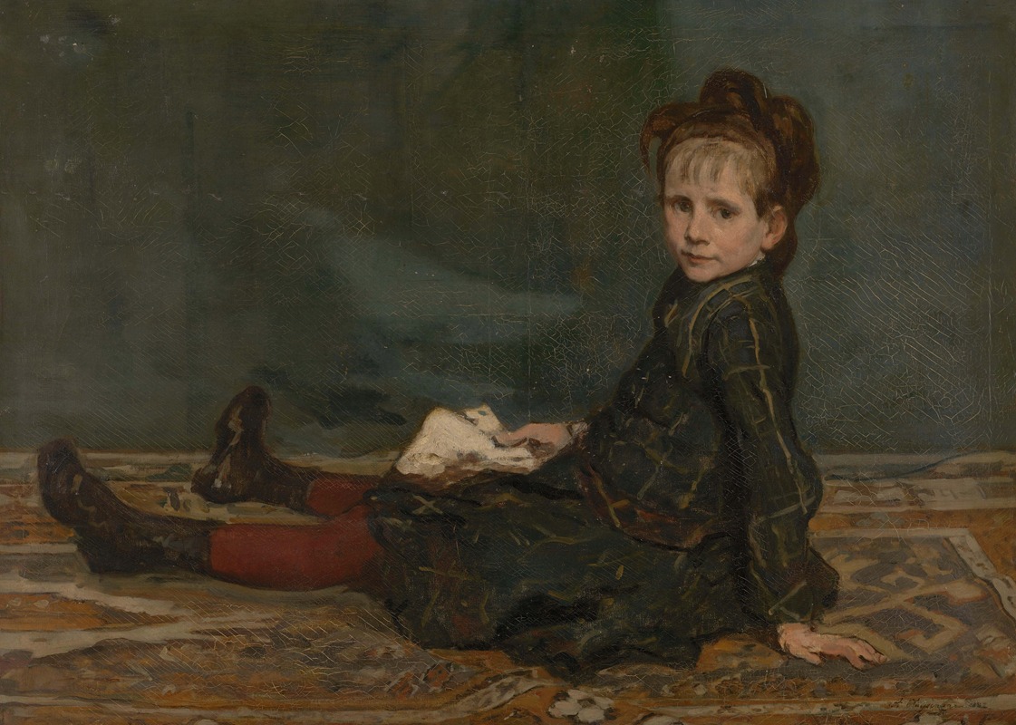 Alfred Cluysenaar - Girl sitting on a carpet