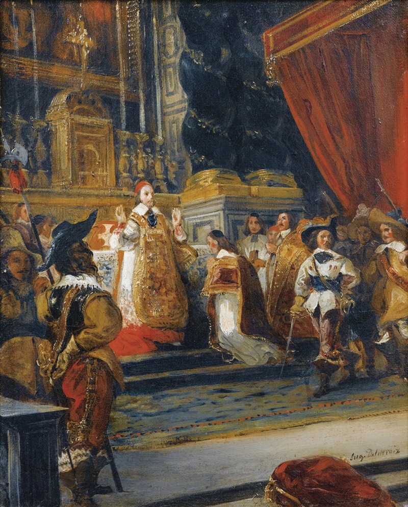 Eugène Delacroix - Le cardinal de Richelieu disant la messe dans la chapelle du Palais Royal