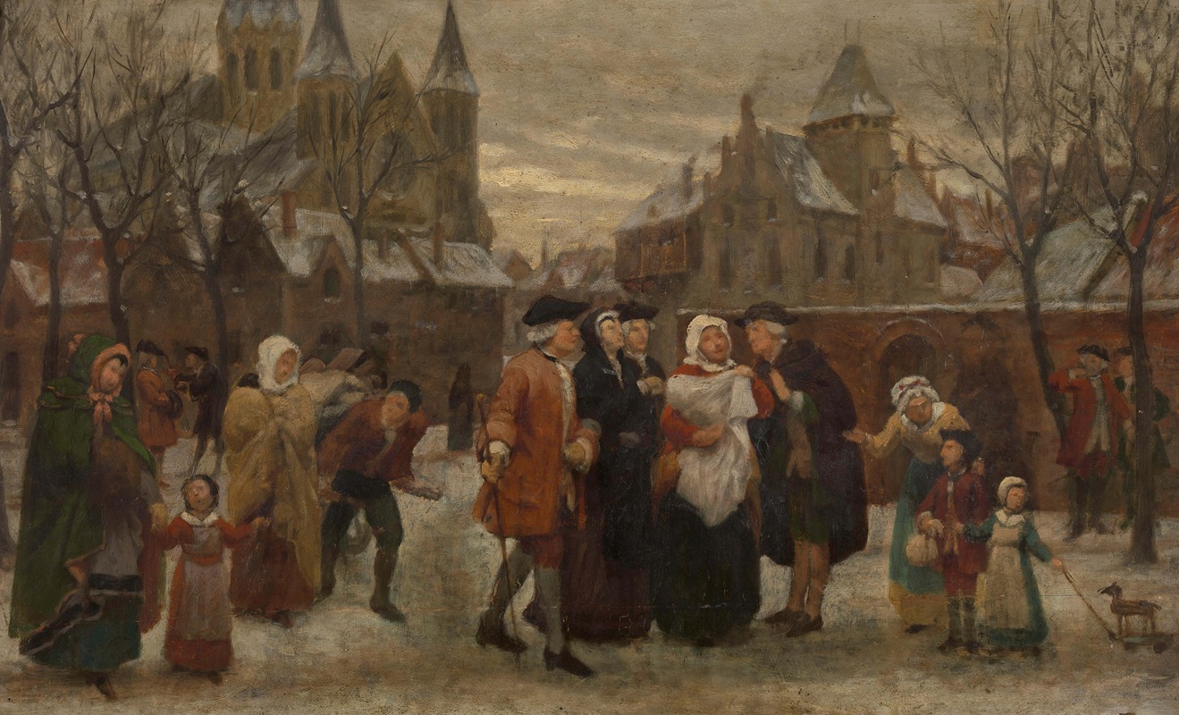 Félix de Vigne - A Baptism in Flanders in the 18th Century (study)