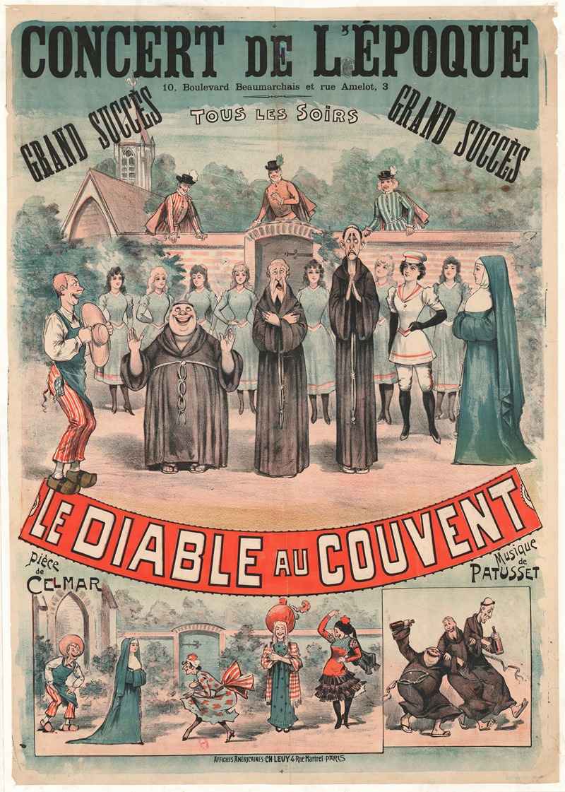 Imp. Charles Lévy - Concert de l’Epoque, 10 Boulevard Beaumarchais et rue Amelot, 3… Le Diable au couvent