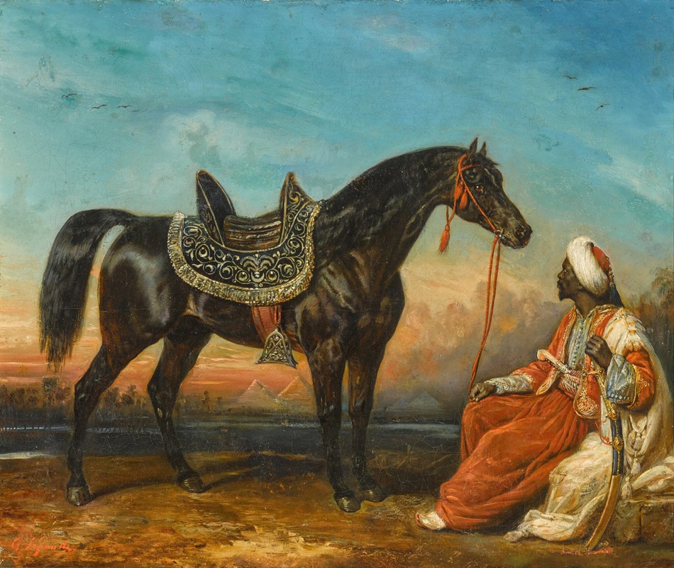 François-Gabriel-Guillaume Lépaulle - An Arabian Stallion and his Groom, Egypt