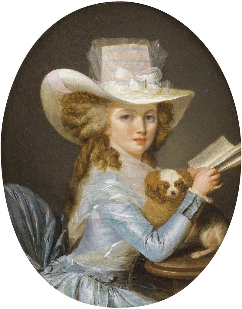 Henri Nicolas van Gorp - Portrait d’une jeune femme avec son chien
