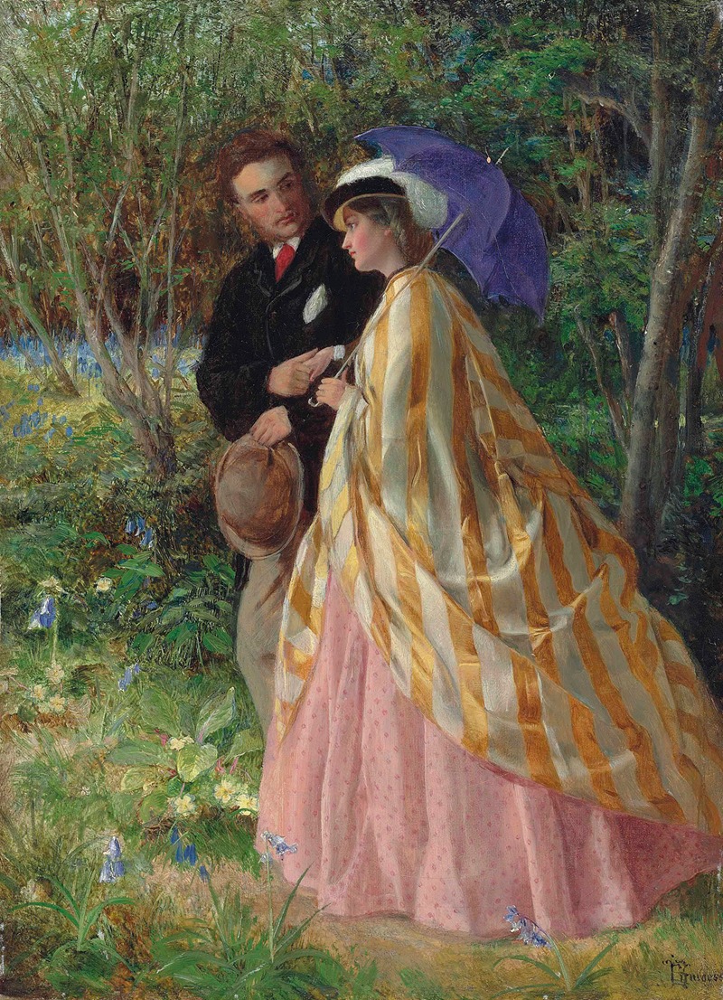 John Bagnold Burgess - Lovers conversing in a bluebell wood