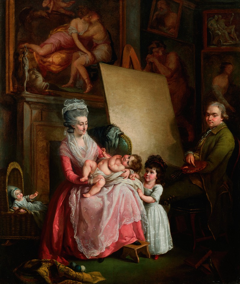 John Francis Rigaud - Portrait of the artist with his wife and children, in his studio