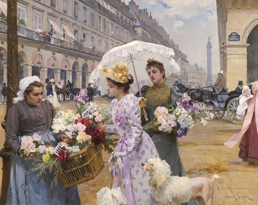 Louis Marie De Schryver - La marchande de fleurs — Rue de Rivoli