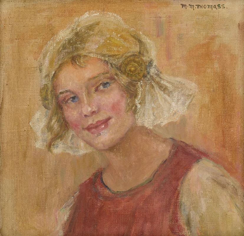 Maria Marga Thomass - Portrait of a Girl Wearing a Headdress