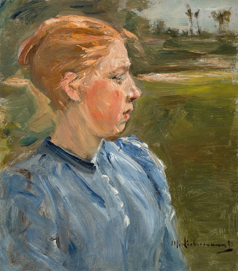 Max Liebermann - Blaues Mädchen in Landschaft – Bauernmädchen