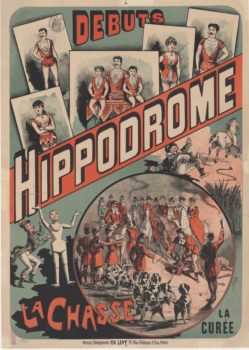 Imp. Charles Lévy - Hippodrome. La chasse la curée affiche