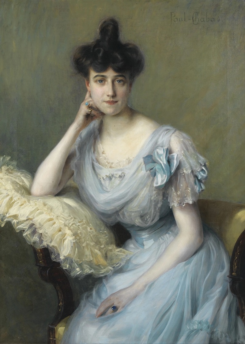 Paul Émile Chabas - Portrait de jeune femme à la robe bleue