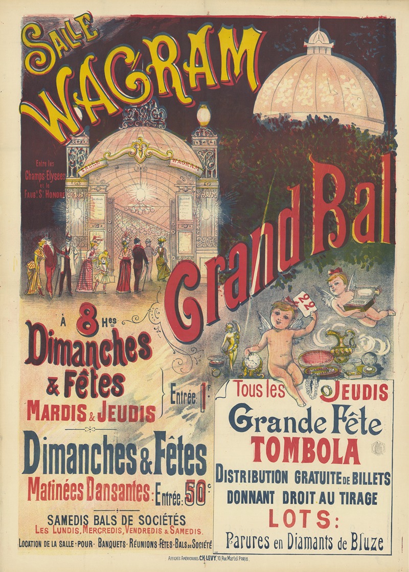 Imp. Charles Lévy - Salle Wagram. Grand bal. tombola