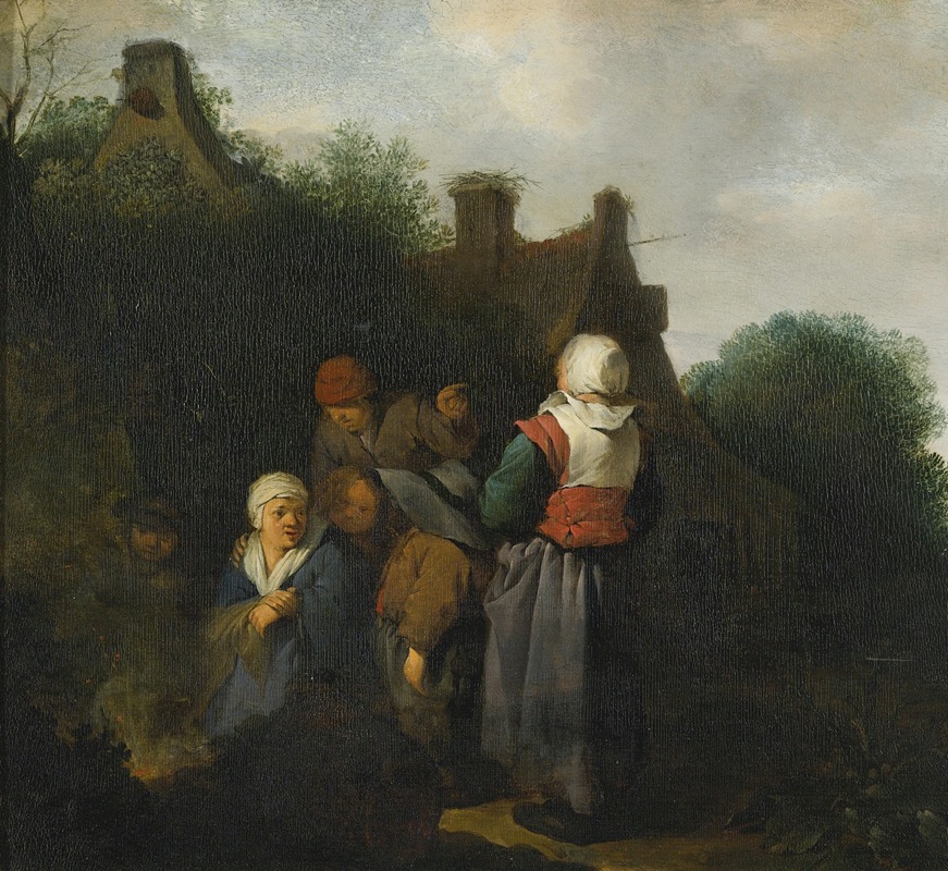 Cornelis Pietersz. Bega - A Peasant Family Gathered Before an Open Fire