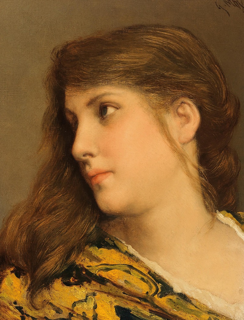 Gabriel von Max - A Girl’s Head Turned to the Left