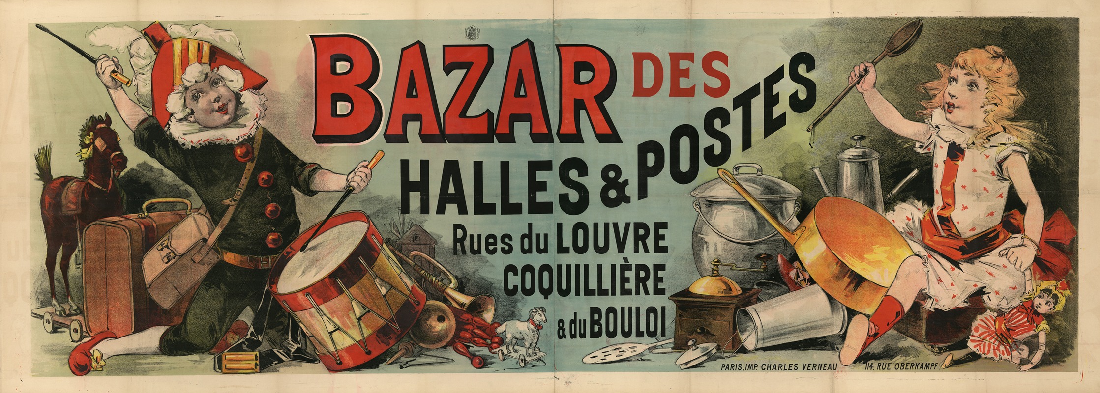 Imp. Charles Verneau - Bazar des Halles et Postes, rues du Louvre, Coquillière, du Bouloi