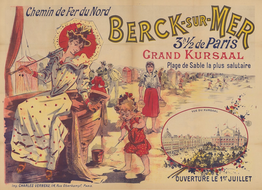 Imp. Charles Verneau - Chemin de Fer du Nord. Berck-sur-Mer, 3h 1,2 de Paris. Grand Kursaal