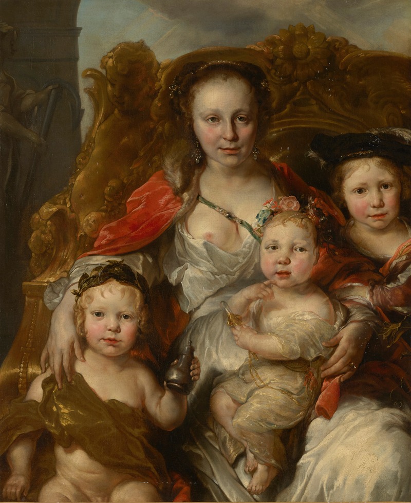 Jan van Noordt - Portrait of a mother as Charity and three children