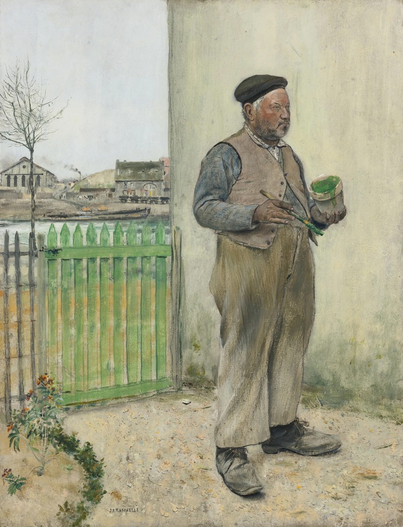 Jean François Raffaëlli - Bonhomme venant de peindre sa barrière(Man Having Just Painted His Fence)