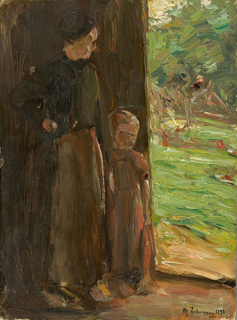 Max Liebermann - Bäuerin mit Kind unter der Tür – Frau und Kind in der Haustür