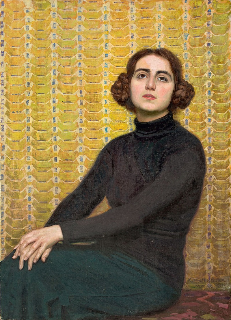Osmar Schindler - Female model with yellow background