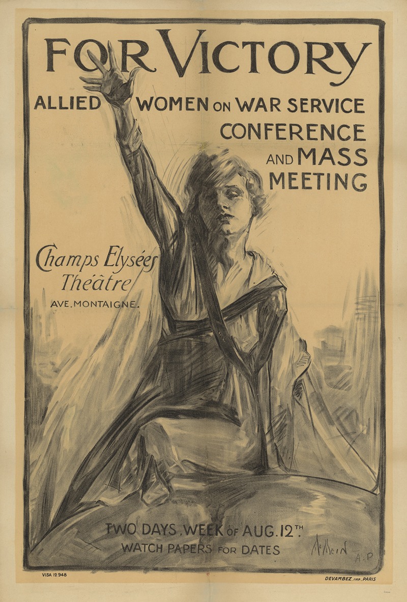 Imp. Devambez - For Victory allied women on war service – Conference and mass meetings – Champs Elysées Theatre