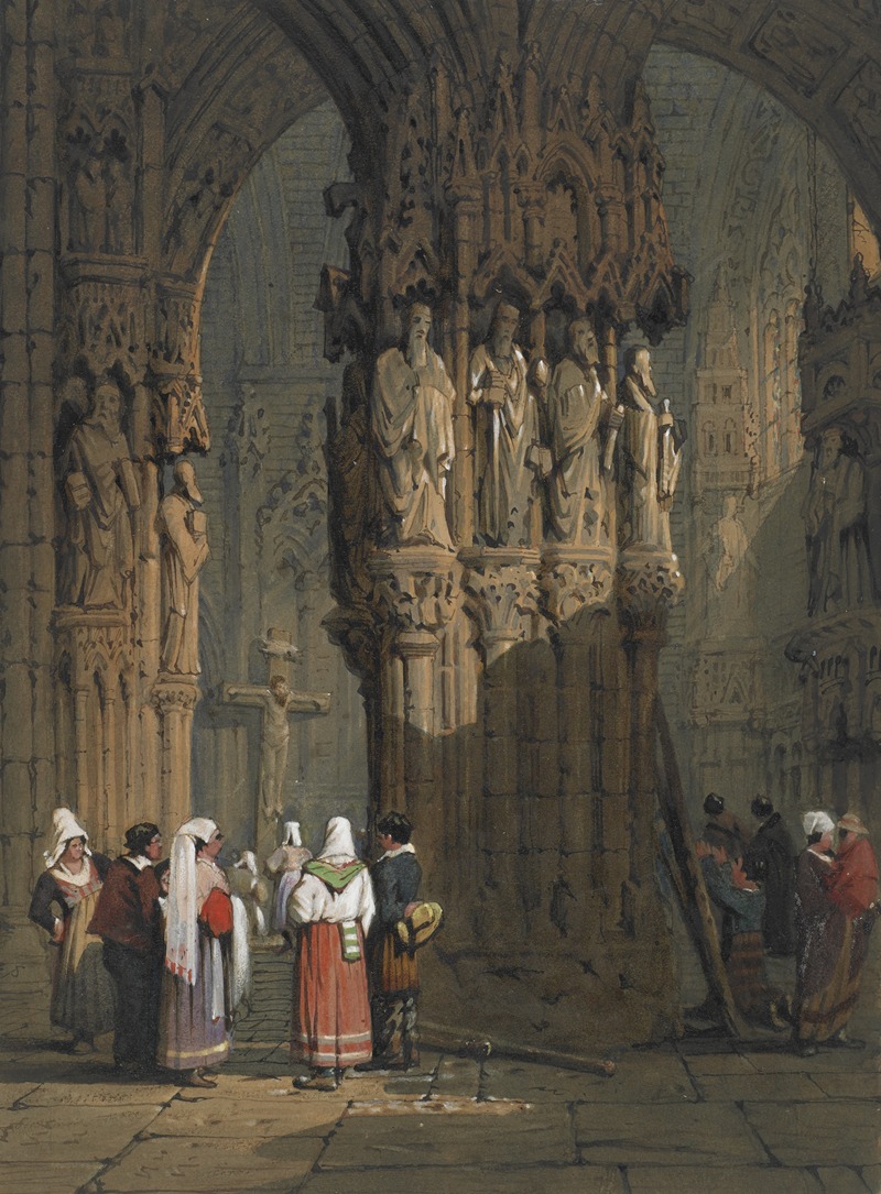 Samuel Prout - Figures, cathedral interior