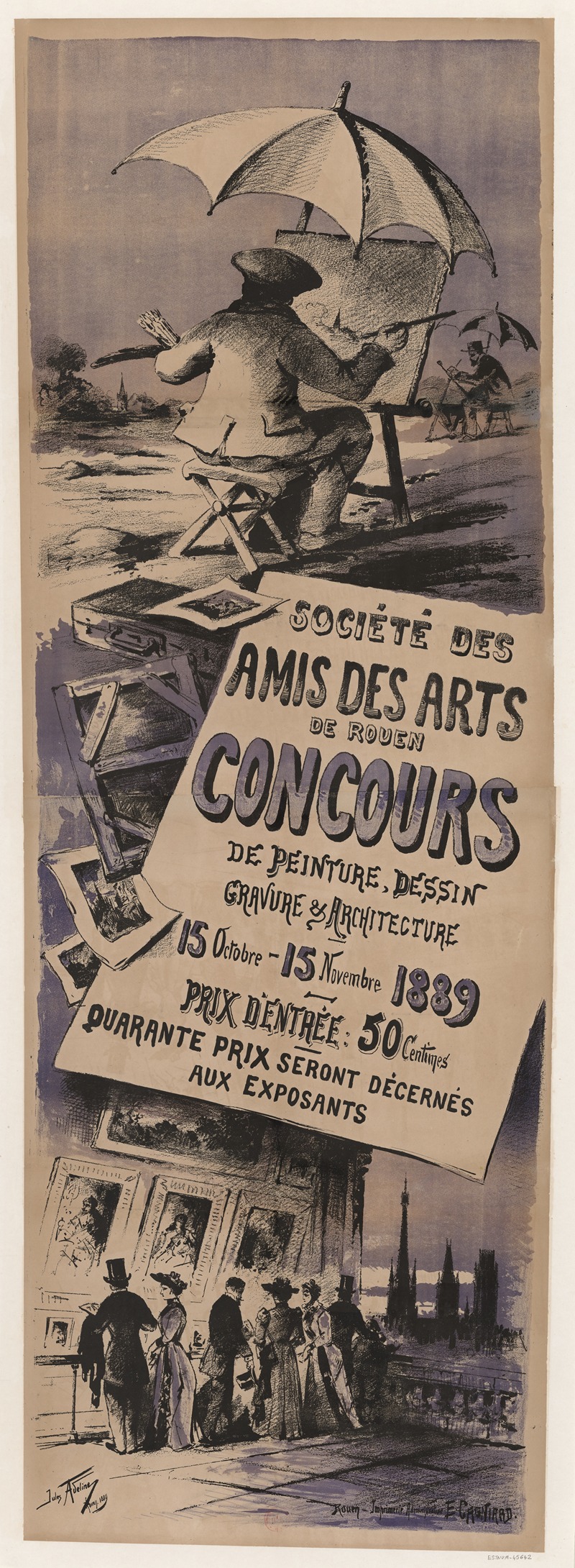 Imp. E. Cagniard - Société des amis des Arts de Rouen. Concours de peinture, dessin, gravure & architecture