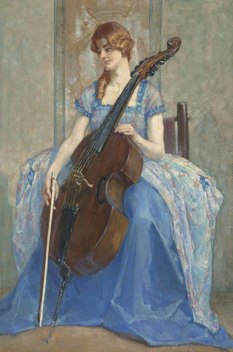 Alfred Palmer - Francesca, the artist’s daughter and her Viola da Gamba