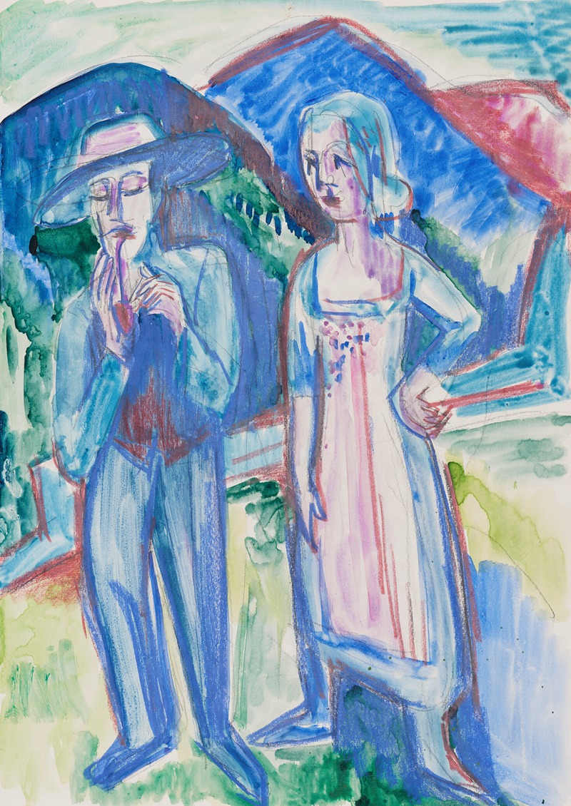 Ernst Ludwig Kirchner - Bauernpaar with the Nachlass stamp