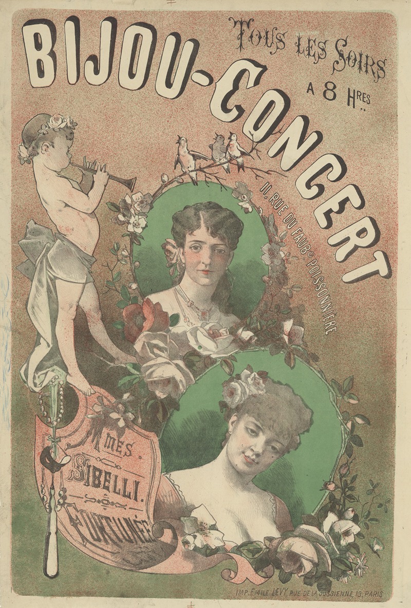 Imp. Emile Lévy - Bijou-Concert, 11 rue du Faubourg Poissonière. Mme Sibelli, Fortunée