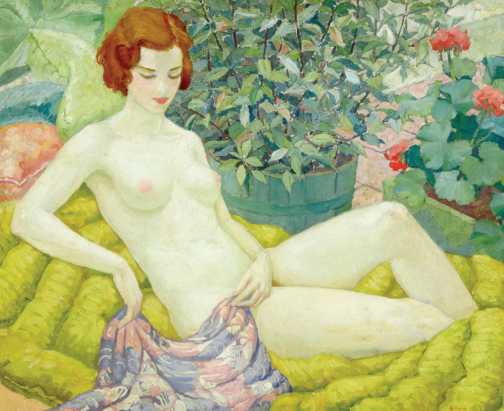 William Henry Kemble Yarrow - Nude in a Garden