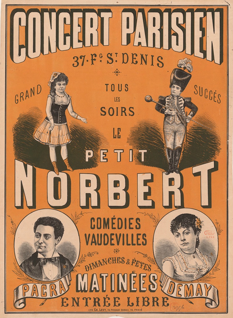 Imp. Charles Lévy - Concert-Parisien… Le Petit Norbert, comédie nouvelles… Pacra, Demay