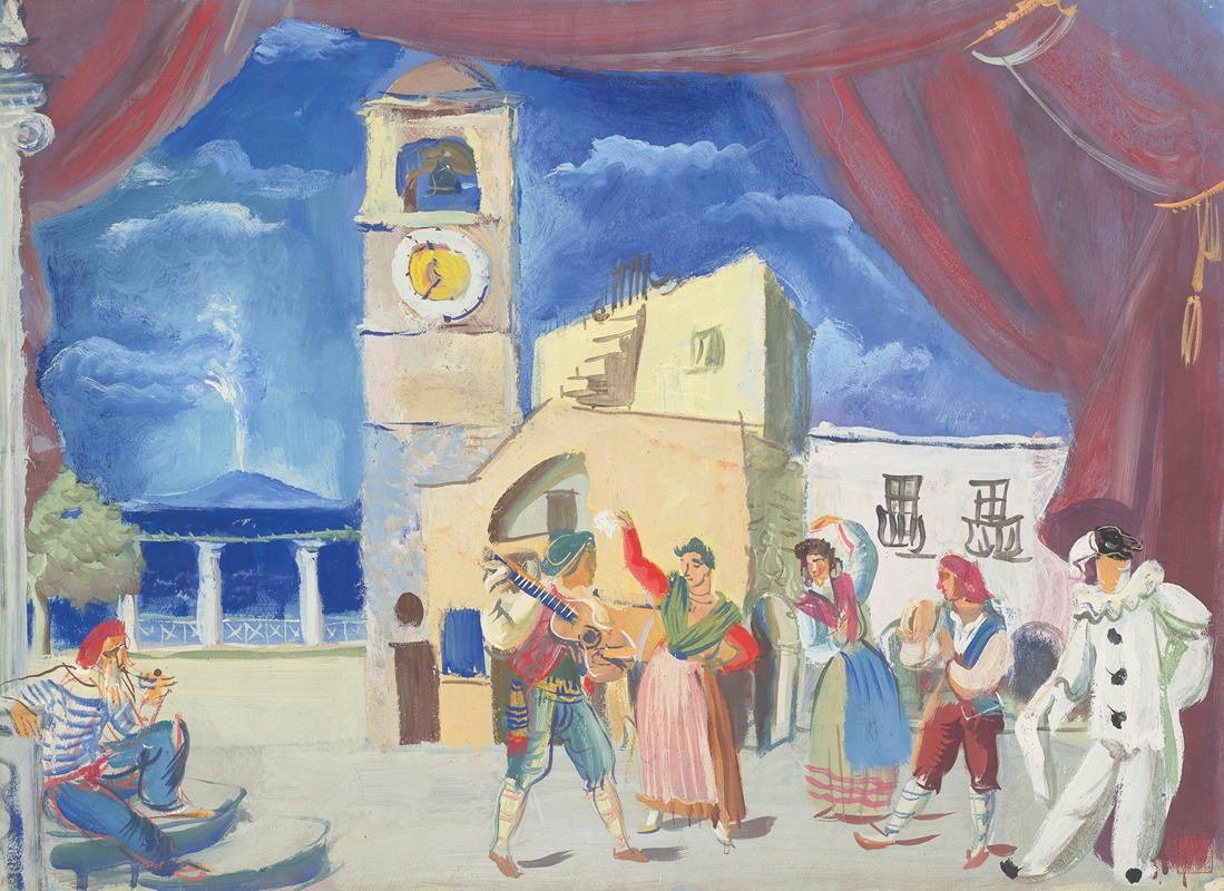 Alexandre Jacovleff - Street musicians and dancers, Capri
