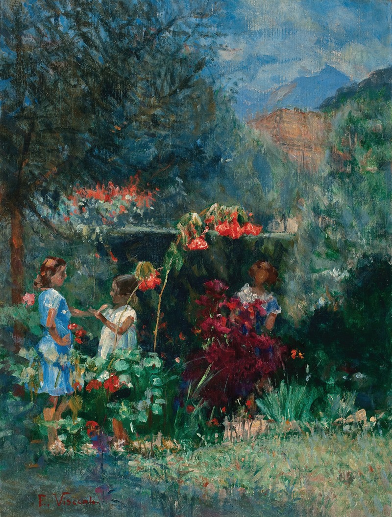 Eliseu Visconti - Três meninas no jardim