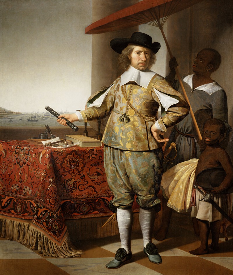 Caesar Van Everdingen - Portrait of Wollebrand Geleynsz de Jongh (1594-1674), with a servant and a child