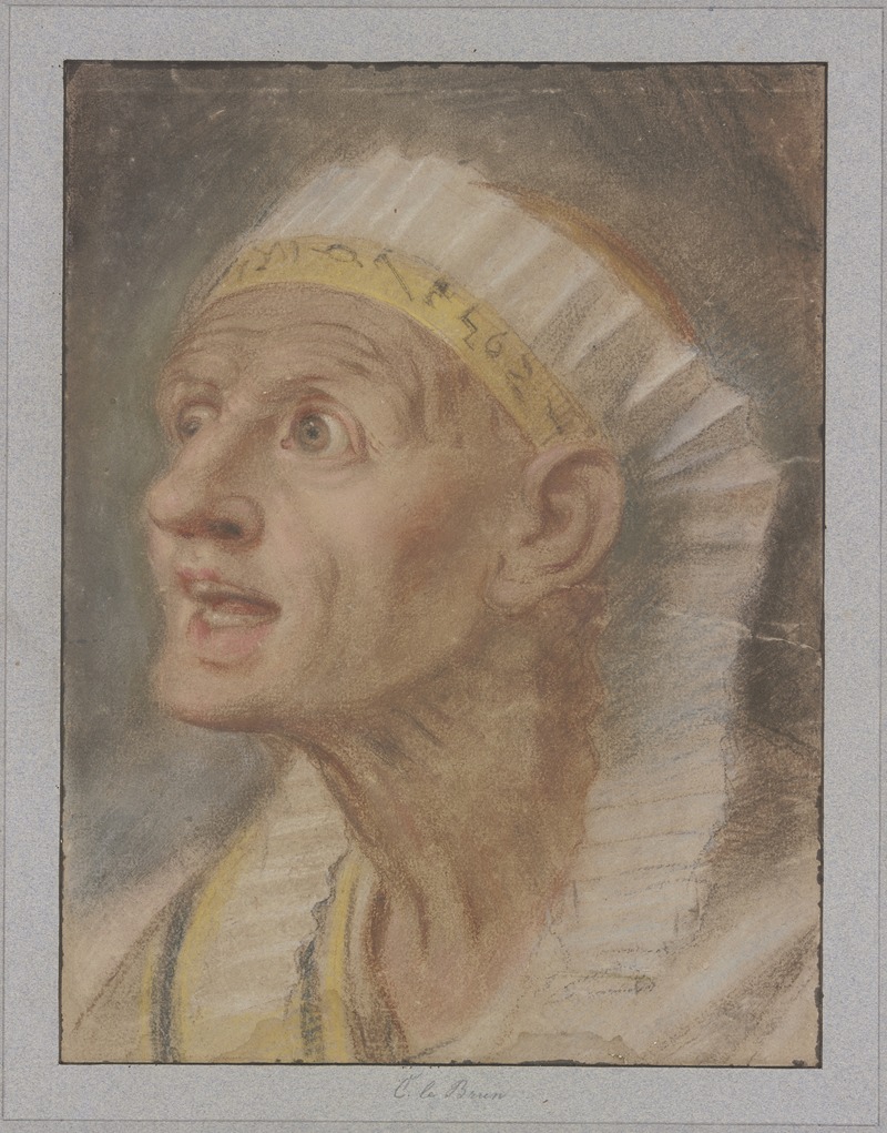 Charles Le Brun - Kopf einer Königin mit ägyptischem Kopfputz aus den ‘Königinnen zu Füßen Alexanders des Großen’