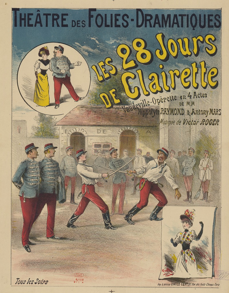 Imp. Emile Lévy - Théâtre des Folies-Dramatiques. Les 28 jours de Clairette