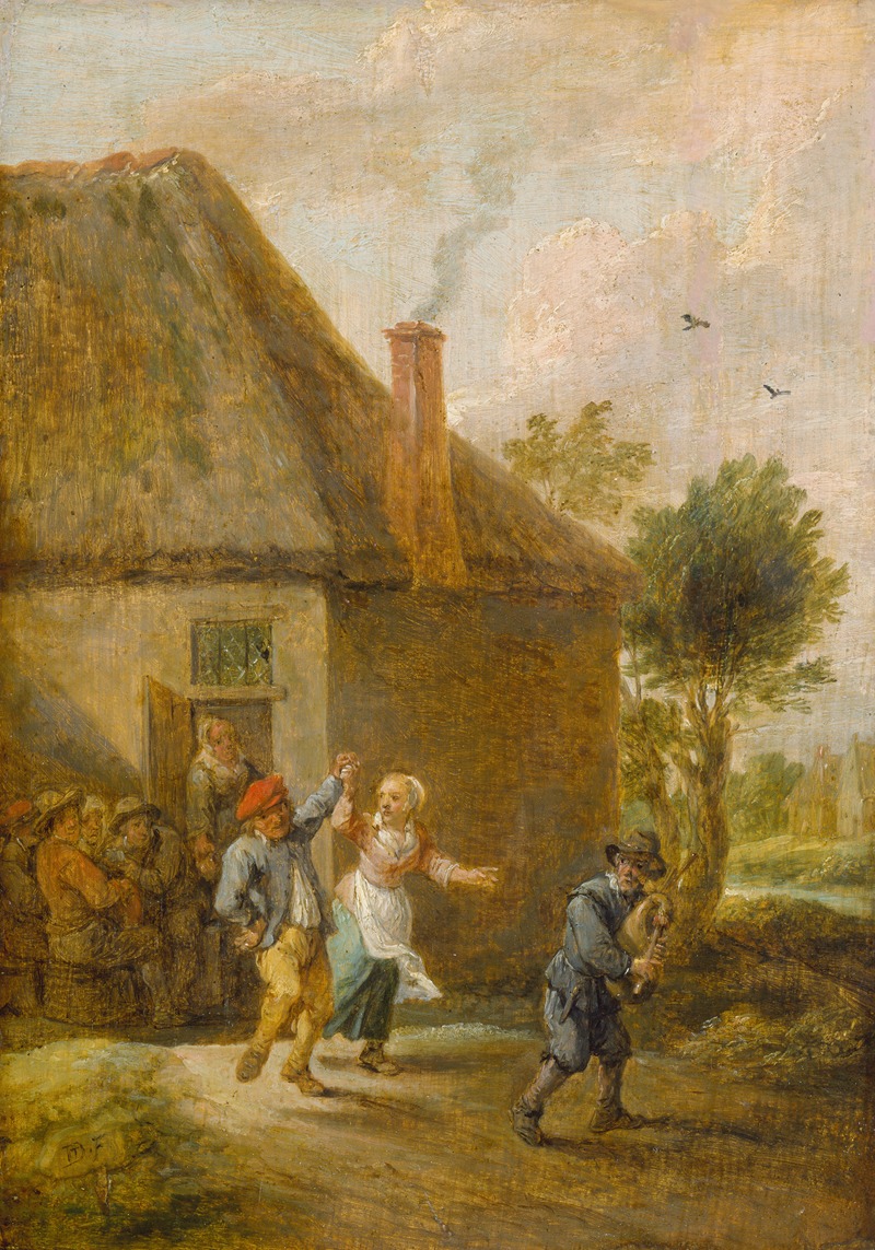 David Teniers The Younger - Peasants Dancing in Front of an Inn