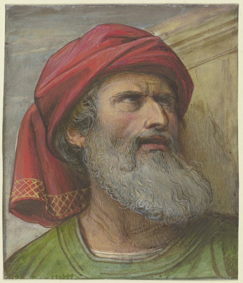 Eduard von Steinle - Kopf eines aufwärts blickenden Mannes mit Turban