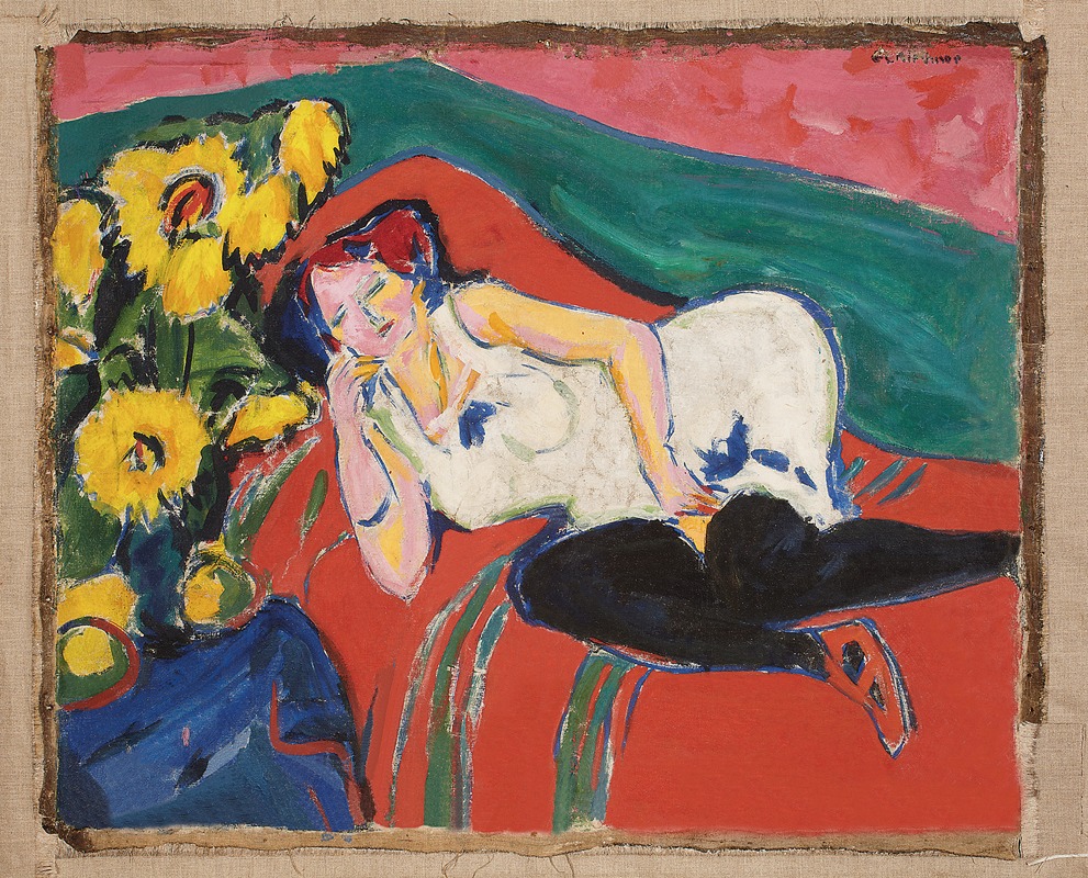 Ernst Ludwig Kirchner - Reclining Woman in a White Chemise