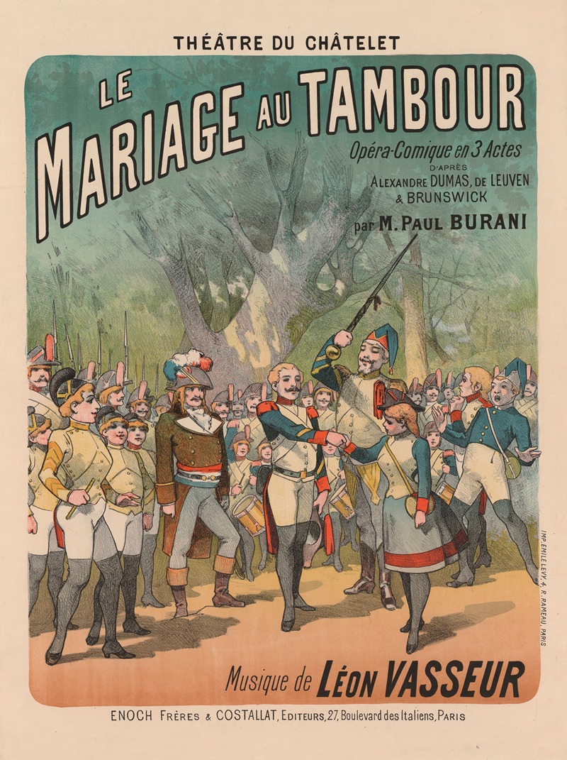 Imp. Emile Lévy - Théâtre du Châtelet. Le Mariage au tambour, opéra comique en trois actes