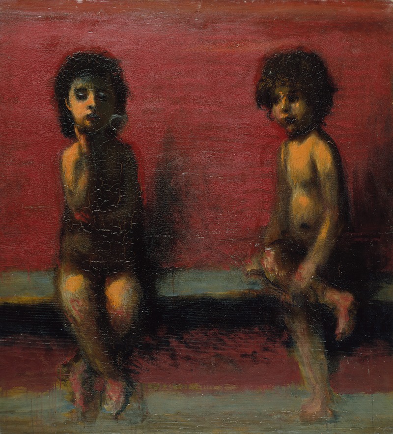 Hans Von Marées - Two Seated Children