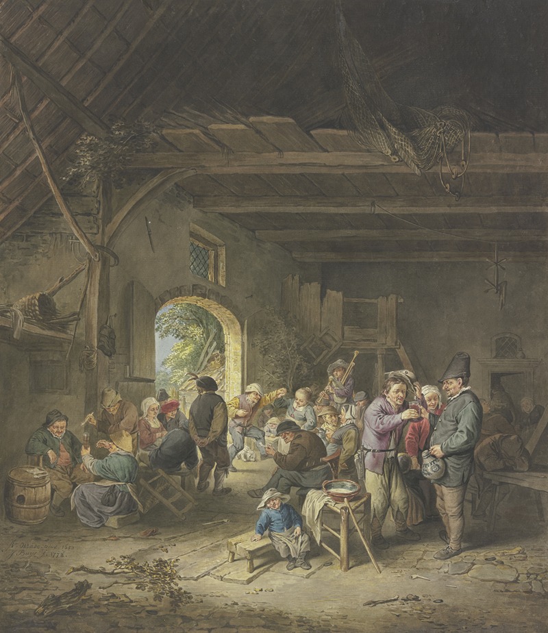 Jacobus Buys - Revelling Peasants in a Barn