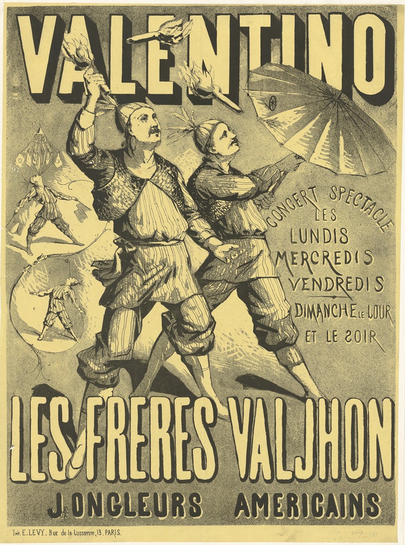 Imp. Emile Lévy - Valentino. Les frères Valjhon jongleurs américains