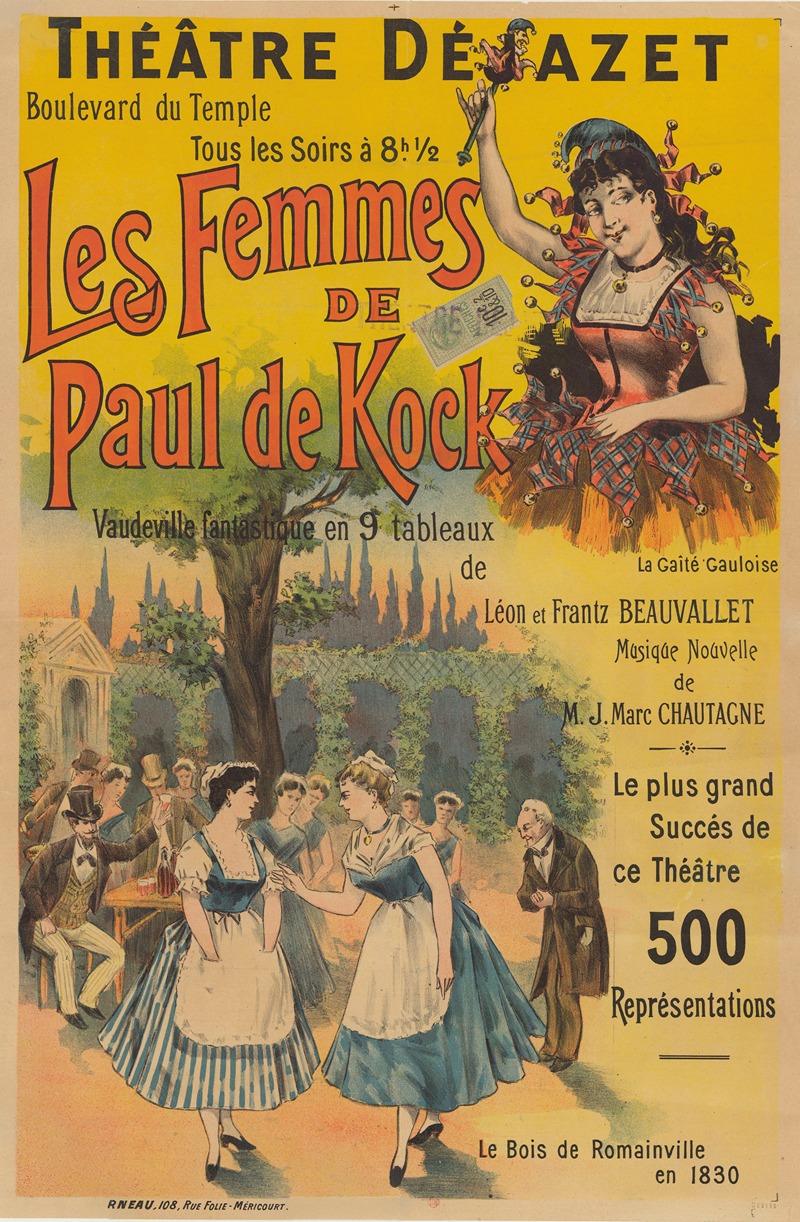 Imp. Eugène Verneau - Théâtre Déjazet, boulevard du Temple… Les Femmes de Paul de Kock