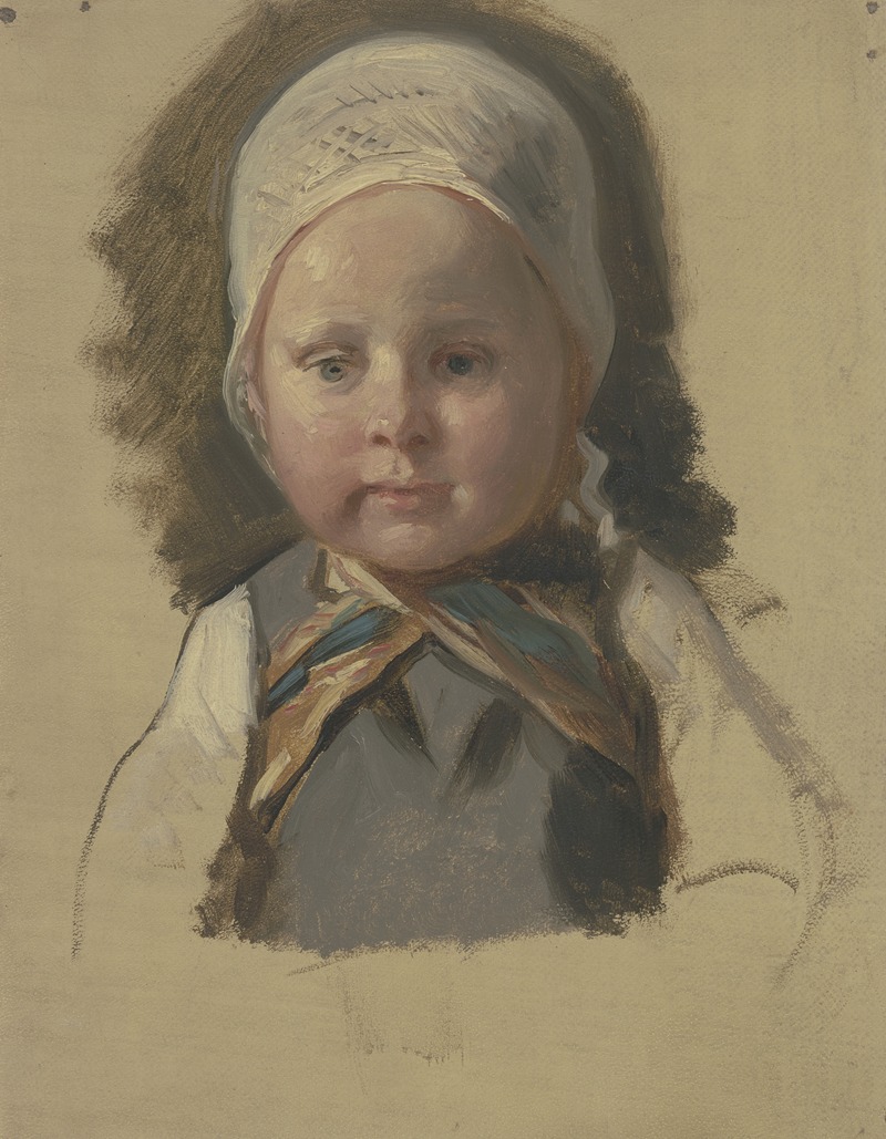 Jakob Becker - Kleines Kind mit weißem Häubchen.