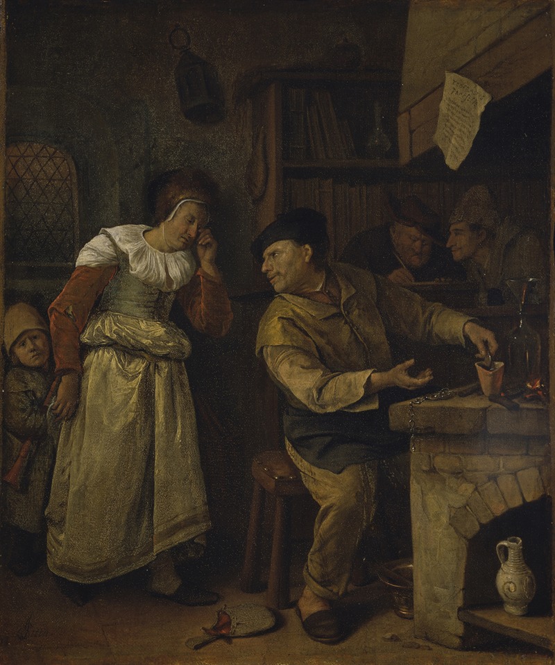 Jan Steen - A Goldsmith Melting Down a Woman’s Jewellery in the Presence of a Notary; ‘The Alchemist’