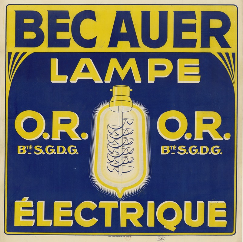 Imp. F. Champenois - Bec Auer. Lampe O.R. électrique