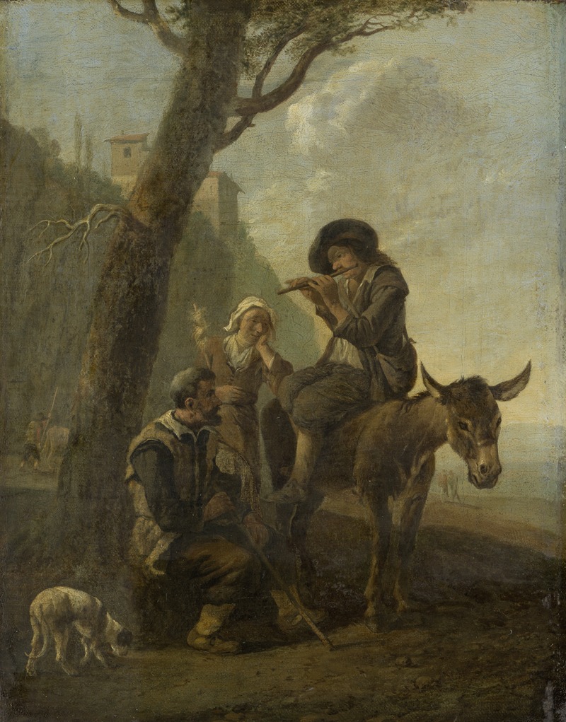 Johannes Lingelbach - Roman Shepherd Family Resting Beneath a Tree