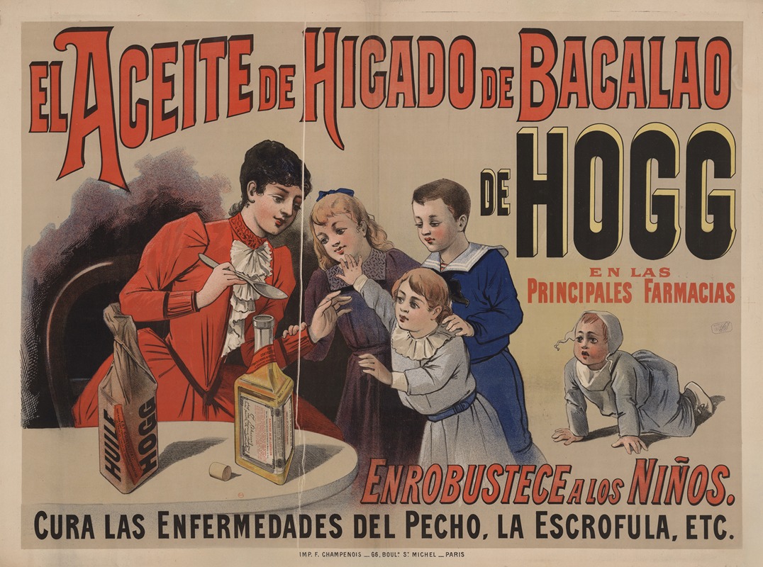 Imp. F. Champenois - El Aceite de Higado de Bacalao de Hogg en las principales farmacias