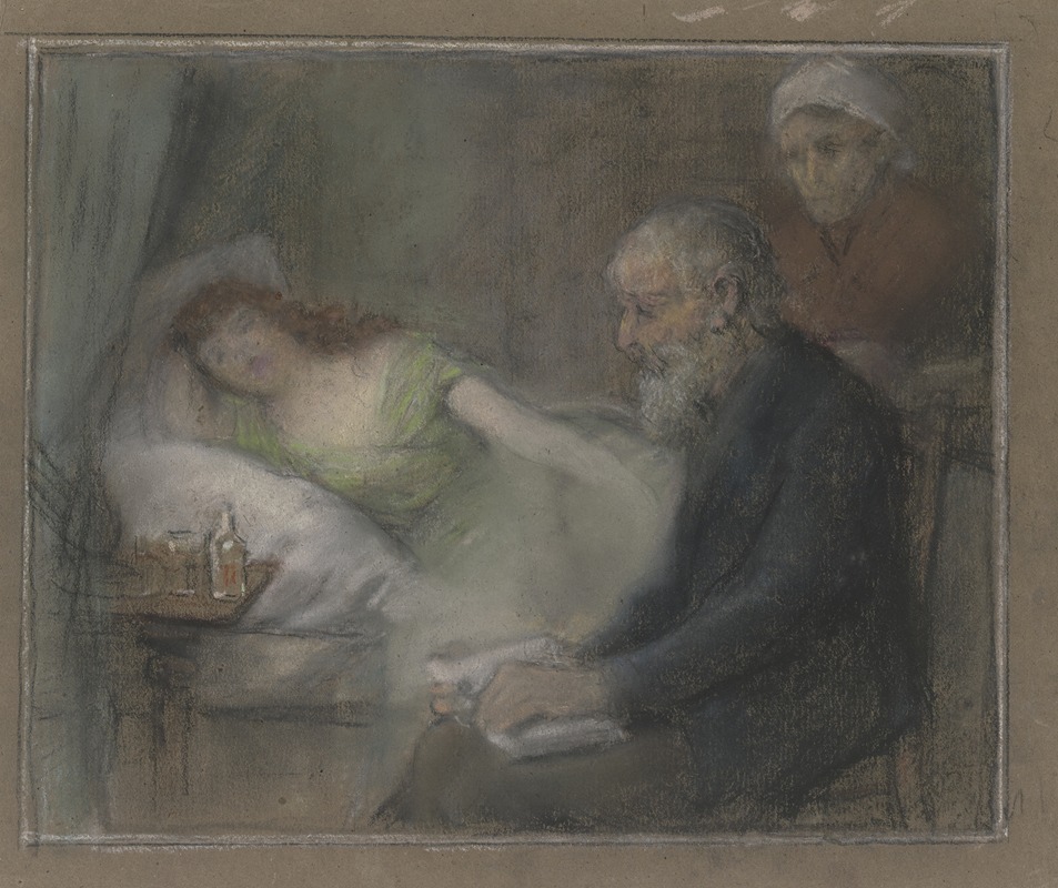 Otto Scholderer - At the sickbed.