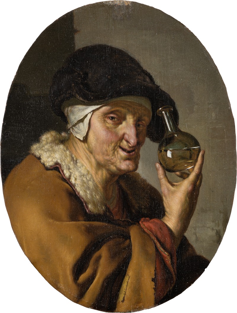 Willem Van Mieris - An Old Woman with Urine Glass; ‘The Quack’